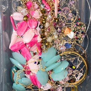 A Bit Over 1 lbs. Junk jewelry for crafting & jewelry making Sold As Is